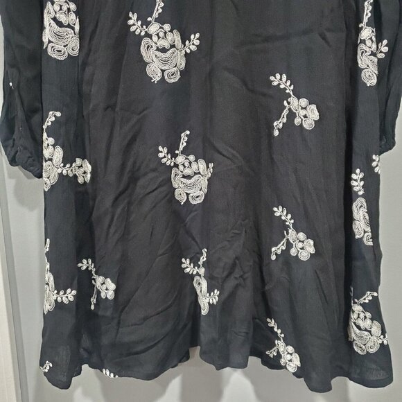Altar'd State Womens Black Long-Sleeved A-Line Dress White Embroidered Boho Sz S - Picture 3 of 12